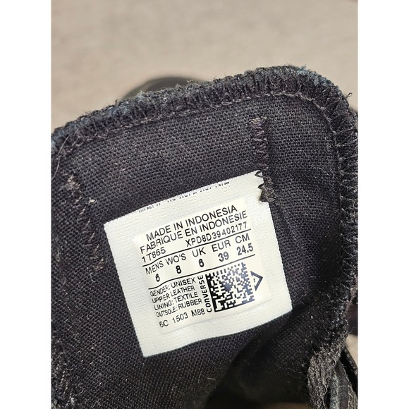 Converse All Star Leather Low Top Sneakers Black Mens 6 Womens 8 - Picture 5 of 7